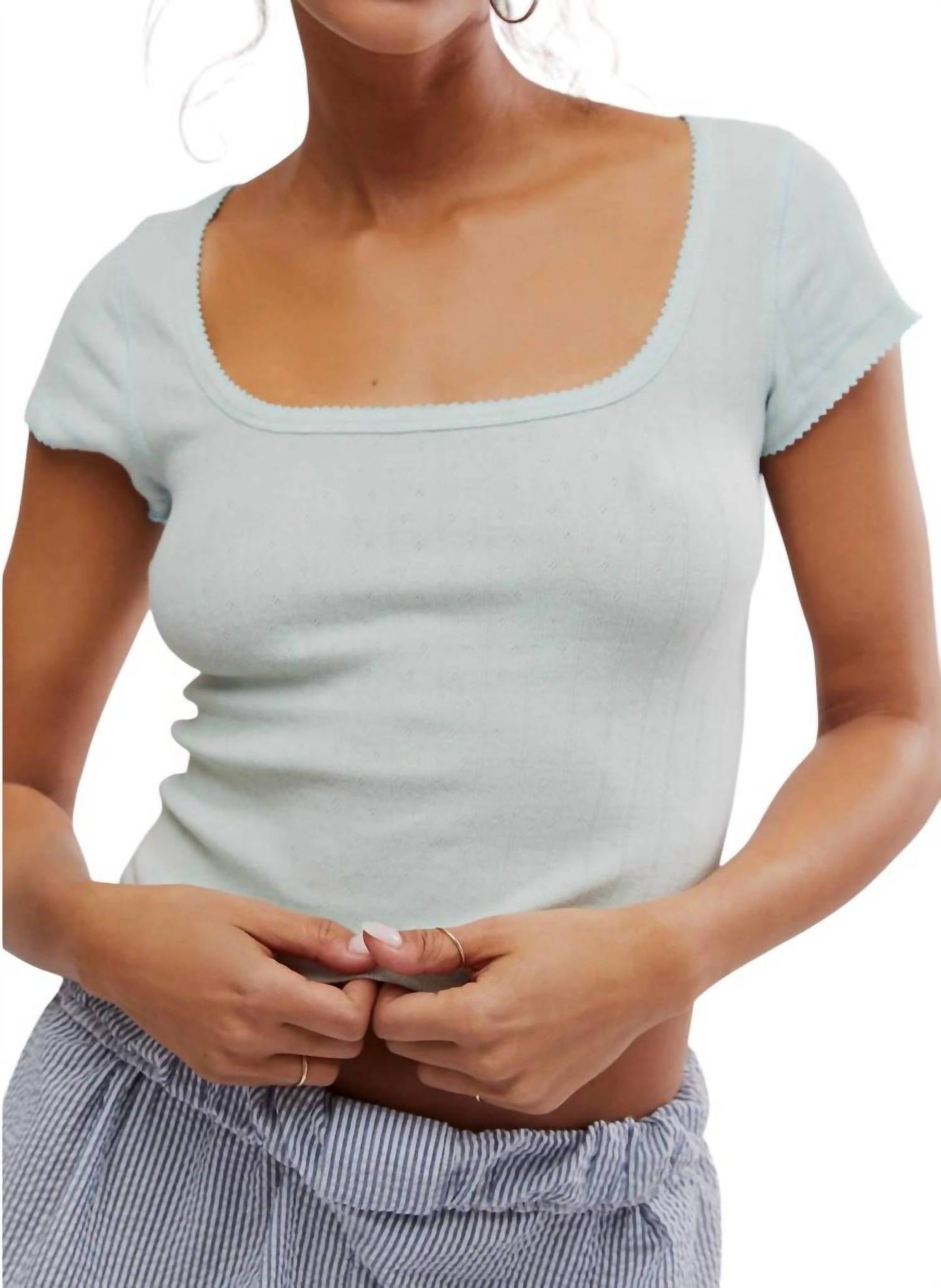 Free People - End Game Pointelle Baby Tee