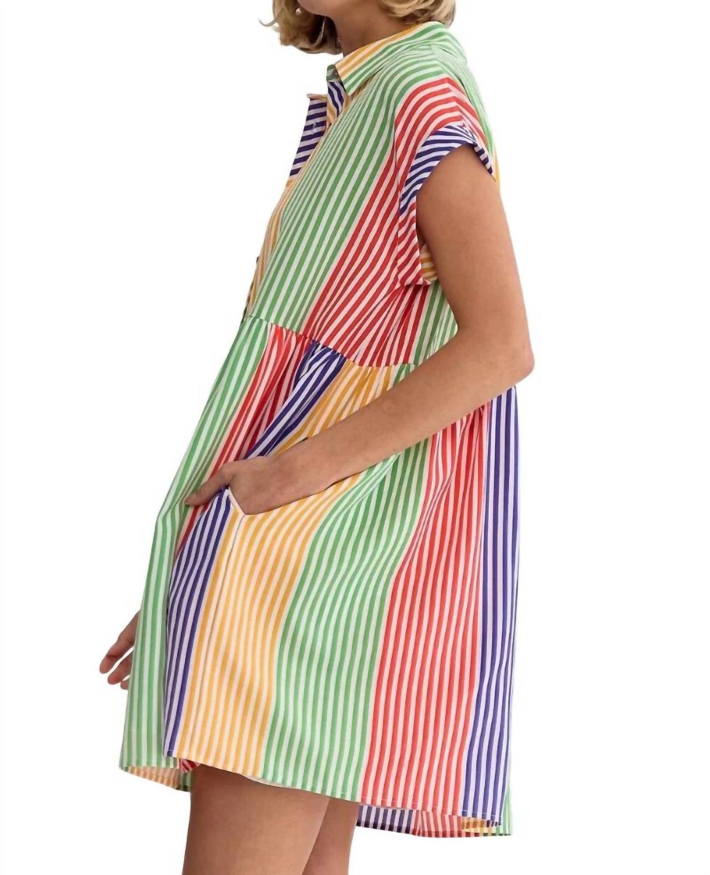 Entro - Nikki Stripes Mini Shirt Dress