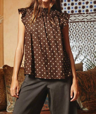 Bucketlist - Pretty Ruffle Neck And Shoulder Blouse