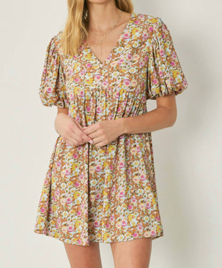 Entro - Floral Puff Sleeve Dress