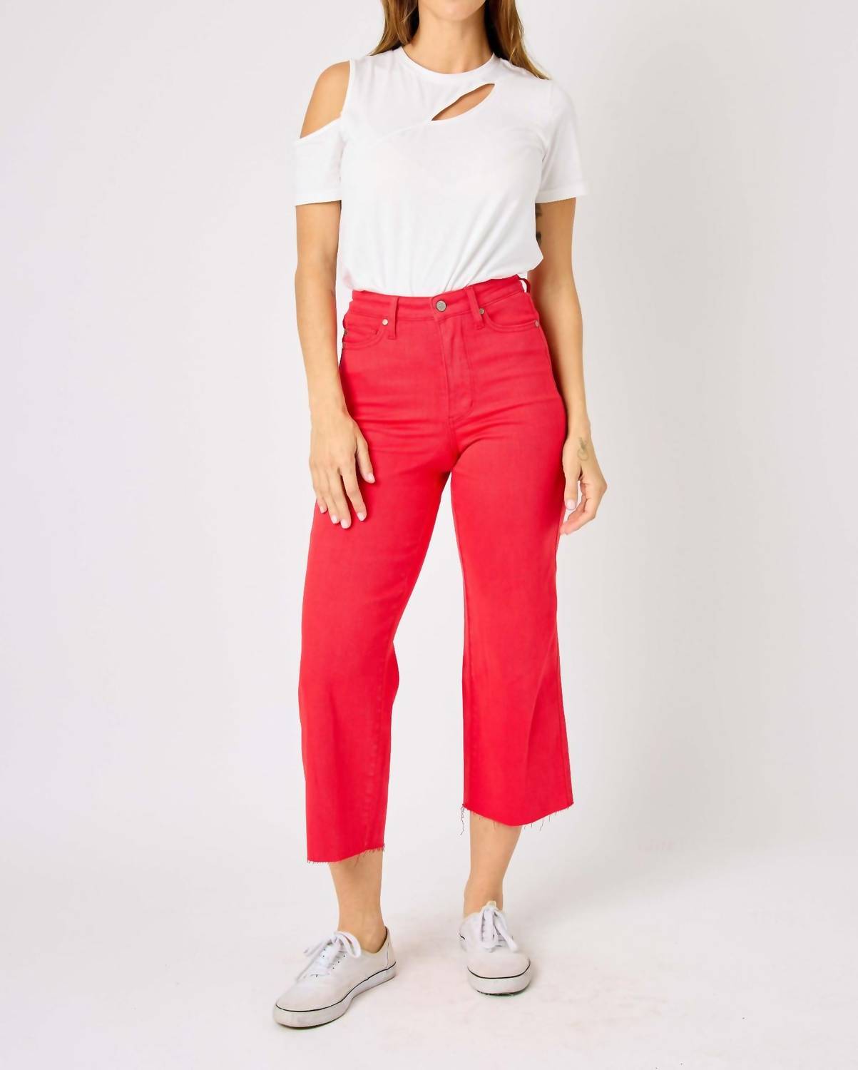 Judy Blue - High Waist Garment Dyed Tummy Control Crop Wide Leg Pants