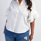The Curve La - Plus Size Pleated Ruffle Sleeve Shirt Top