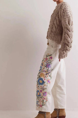 Free People - Willow floral Embroidered jeans