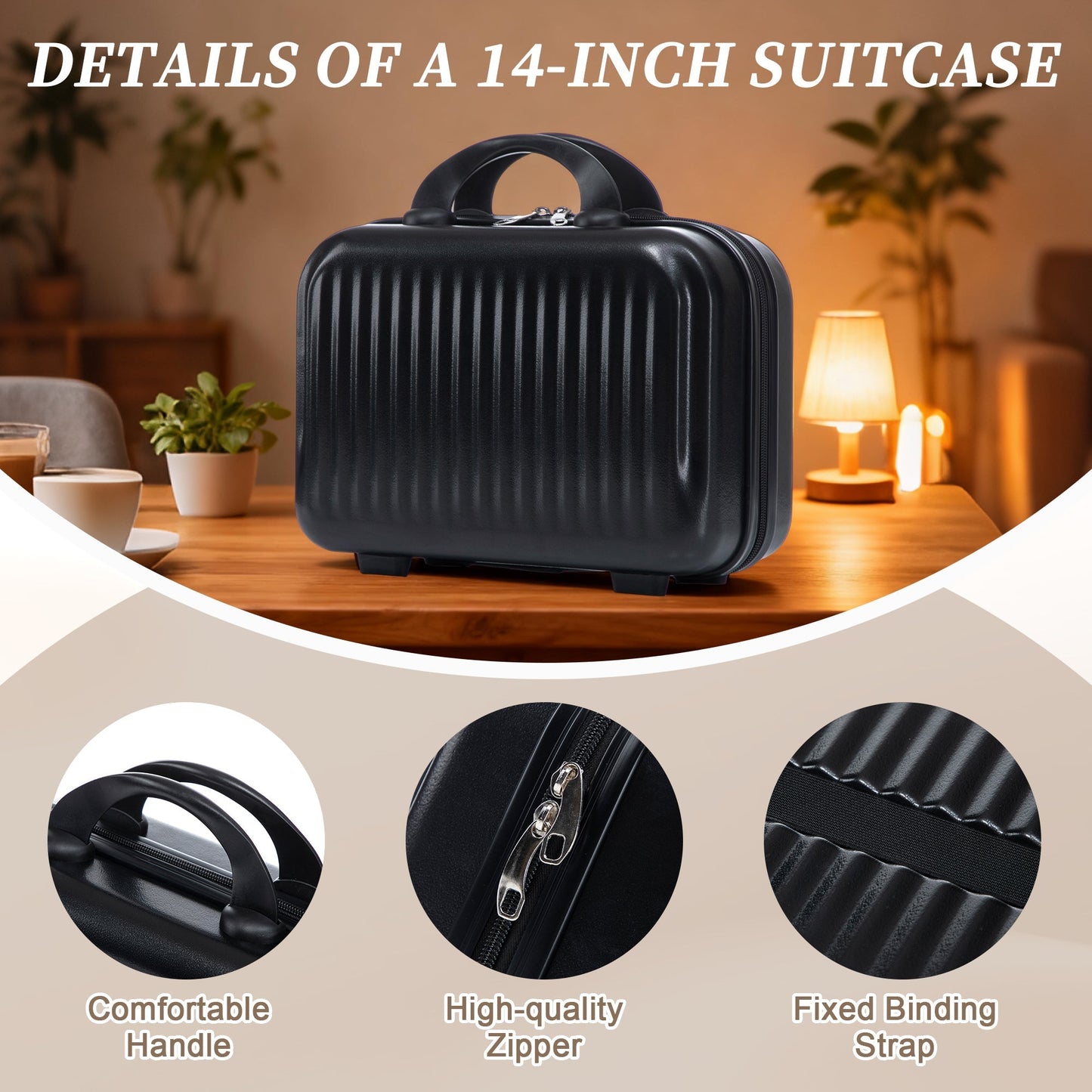 14' & 20' ABS Spinner Wheel Luggage Set with Cosmetic Case