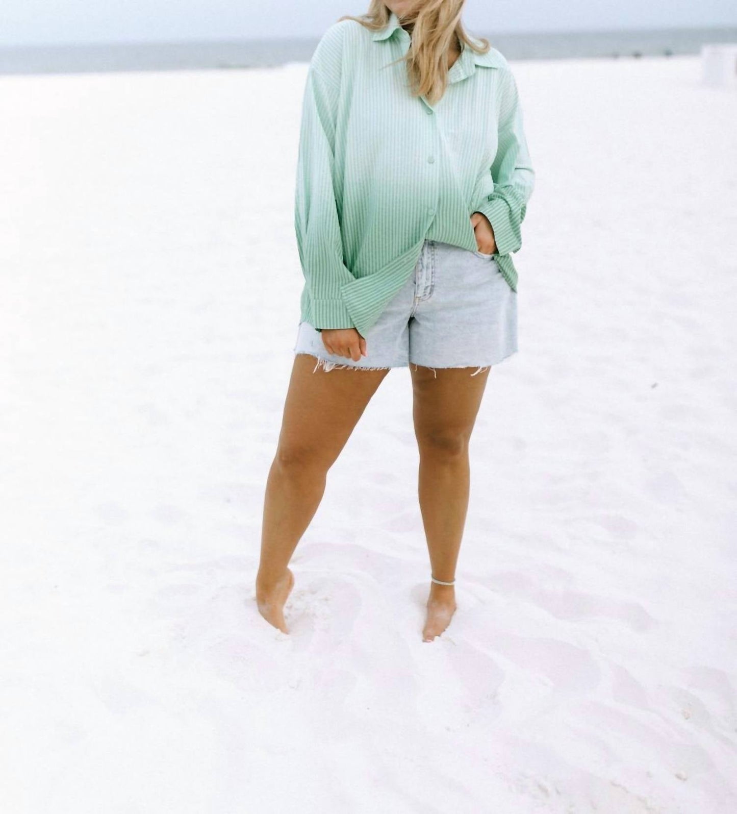 By Together - Women's Ombre Striped Button Down Shirt