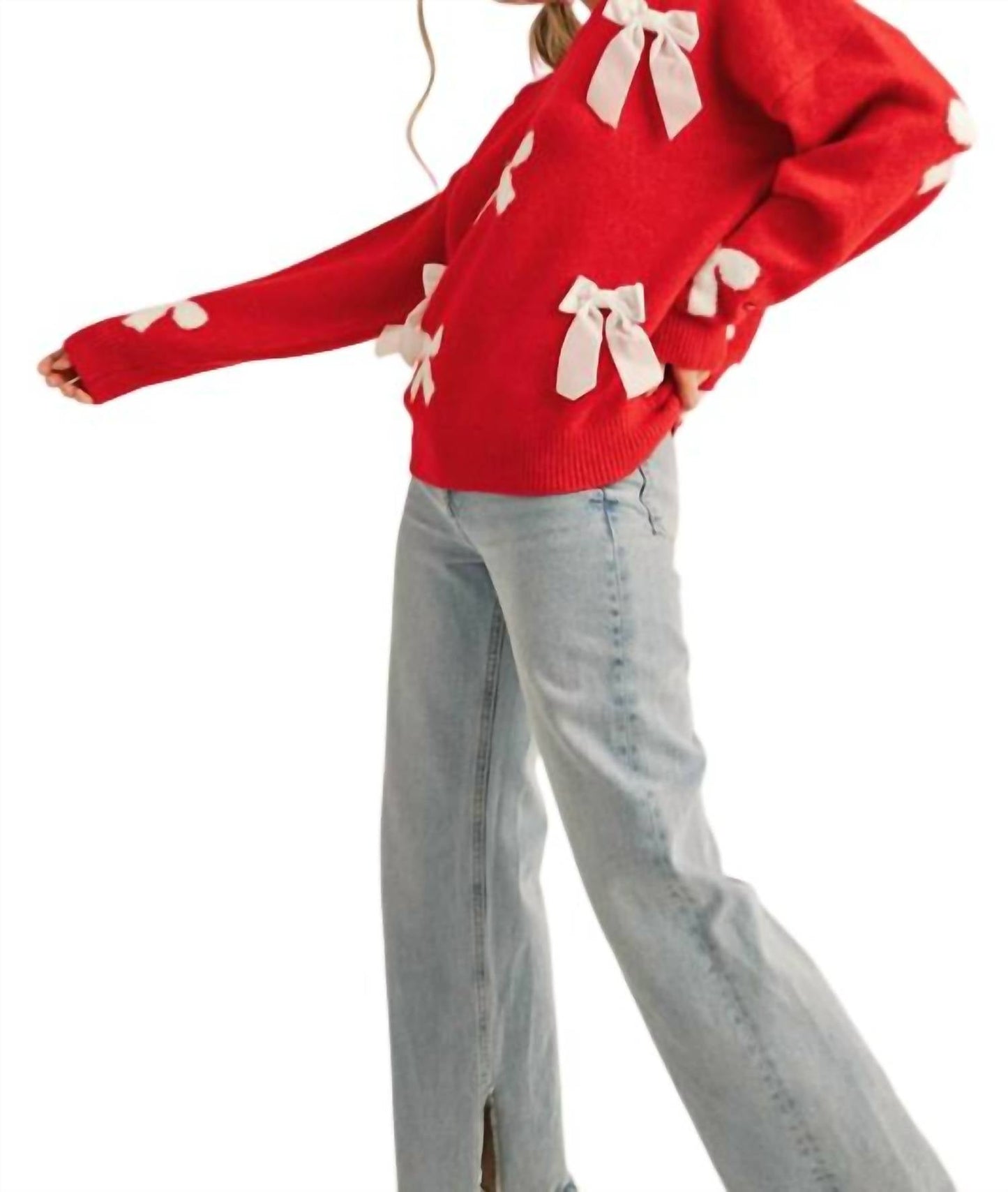 &Merci - Velvet Bow Knit Sweater