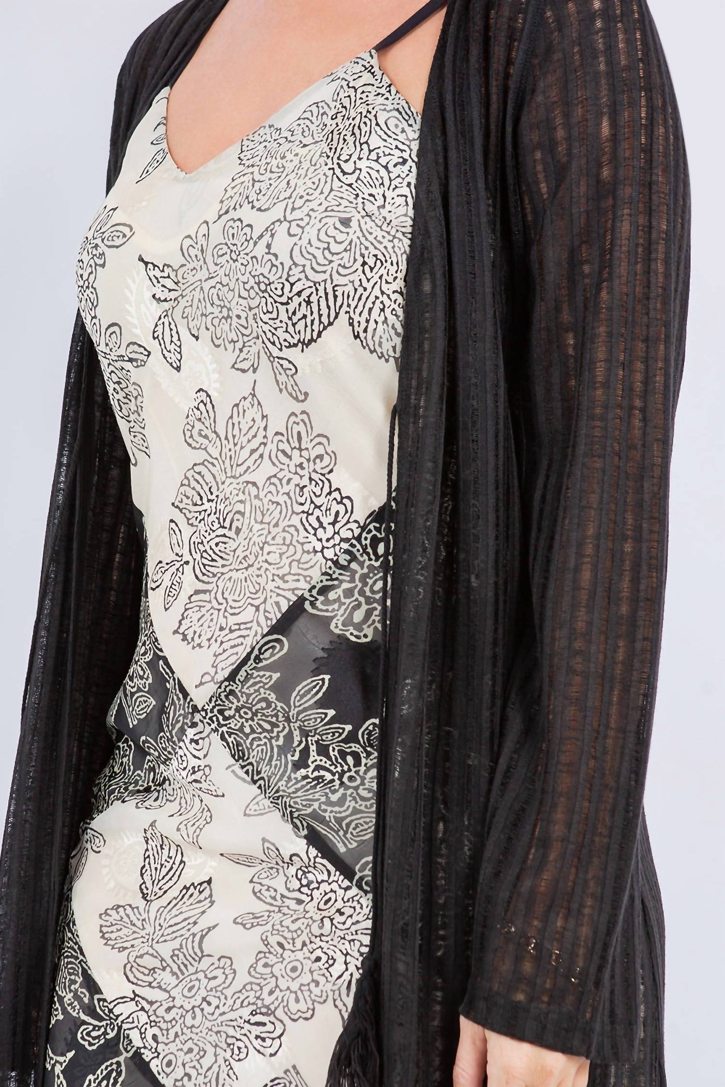 Paparazzi - Needle Out Knit Tie Front Maxi Duster