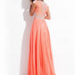 Rachel Allan - Beaded High Mesh Neck Chiffon Prom Gown