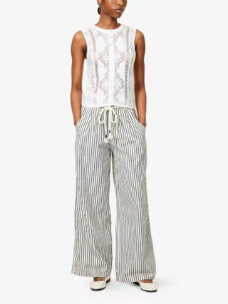 Free People - Dakota Cinched Striped Denim Trousers