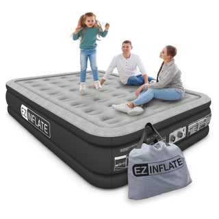 EZ INFLATE Double High Luxury Air Mattress with Built in Pump