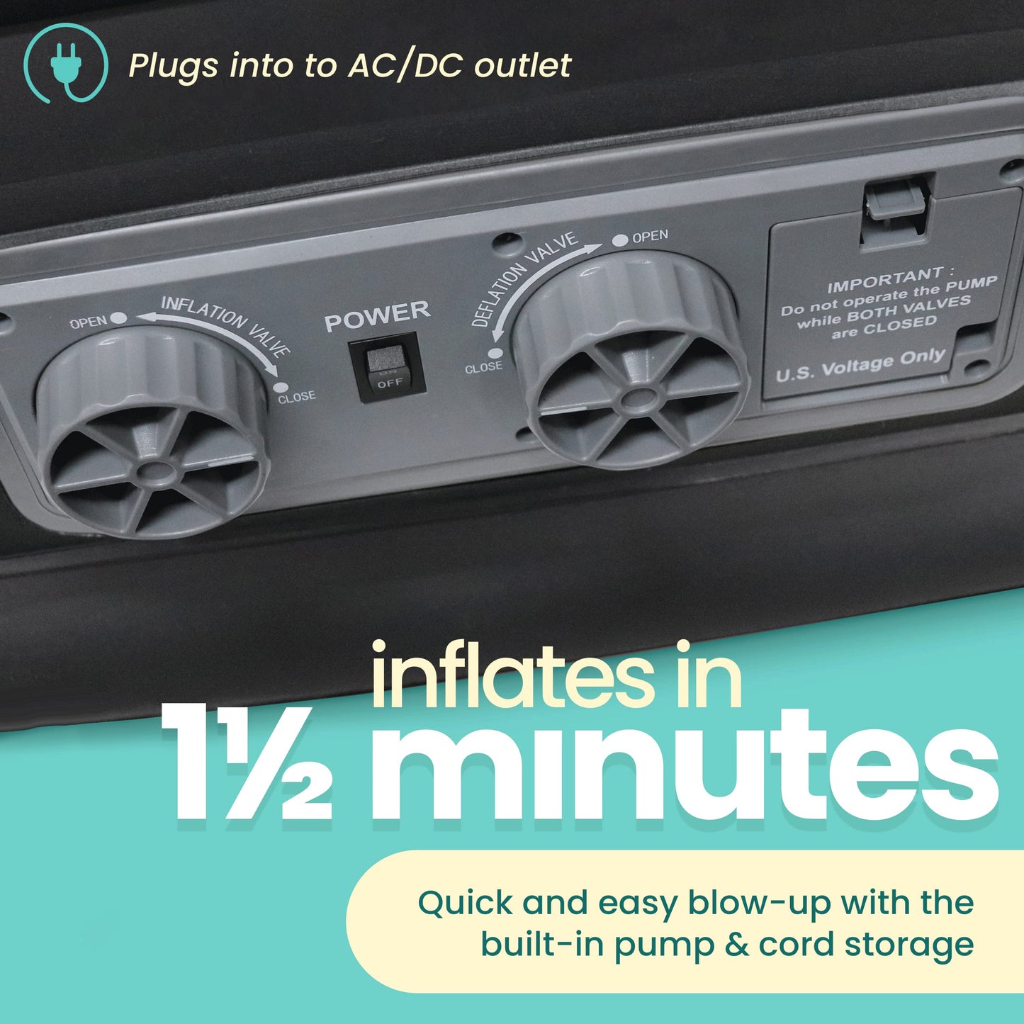 EZ INFLATE Double High Luxury Air Mattress with Built in Pump