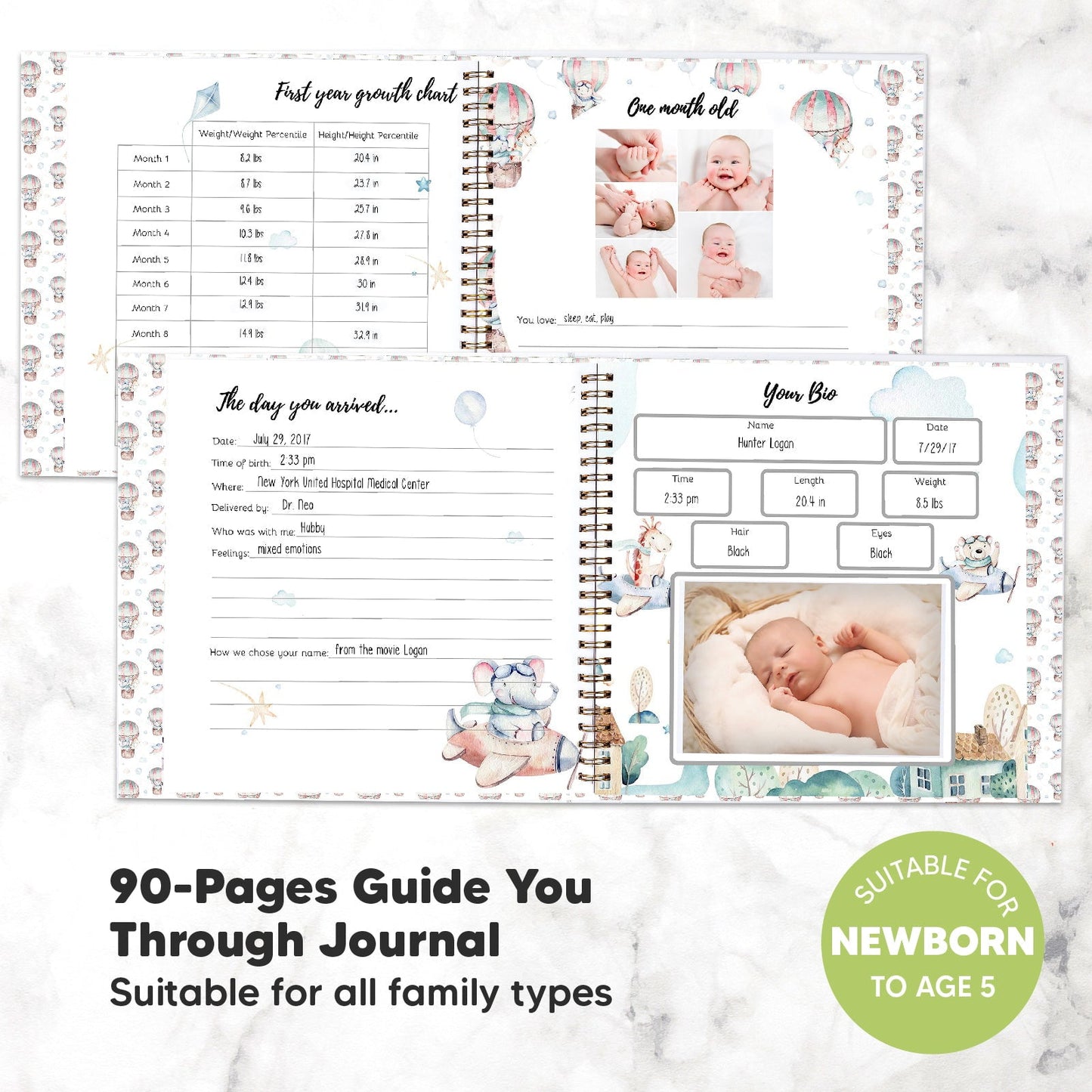 KeaBabies Baby Boy's and Girl's First Years Memory Book White Size Regular