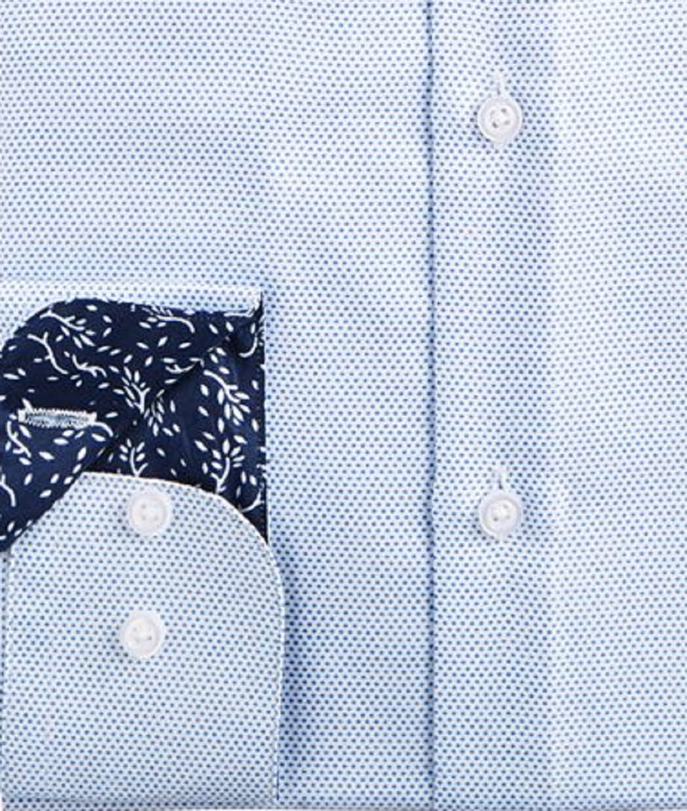 Nine West Men's Slim Fit Wrinkle Free Performance Stretch Dot Ground Dress Shirt Blue Size 36-37