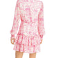 Aqua Women's Toile Printed Ruffled Mini Dress Pink Size Small