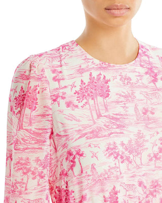 Aqua Women's Toile Printed Ruffled Mini Dress Pink Size Small