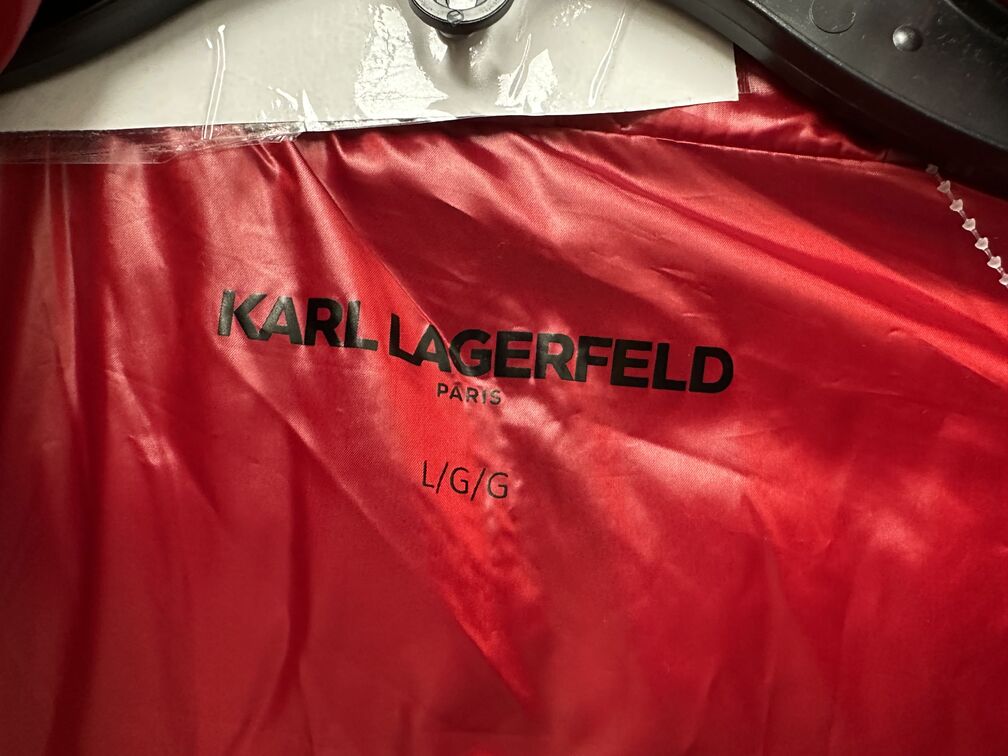 Karl Lagerfeld Women's Faux Fur Collar Short Black Puffer Jacket Size Large