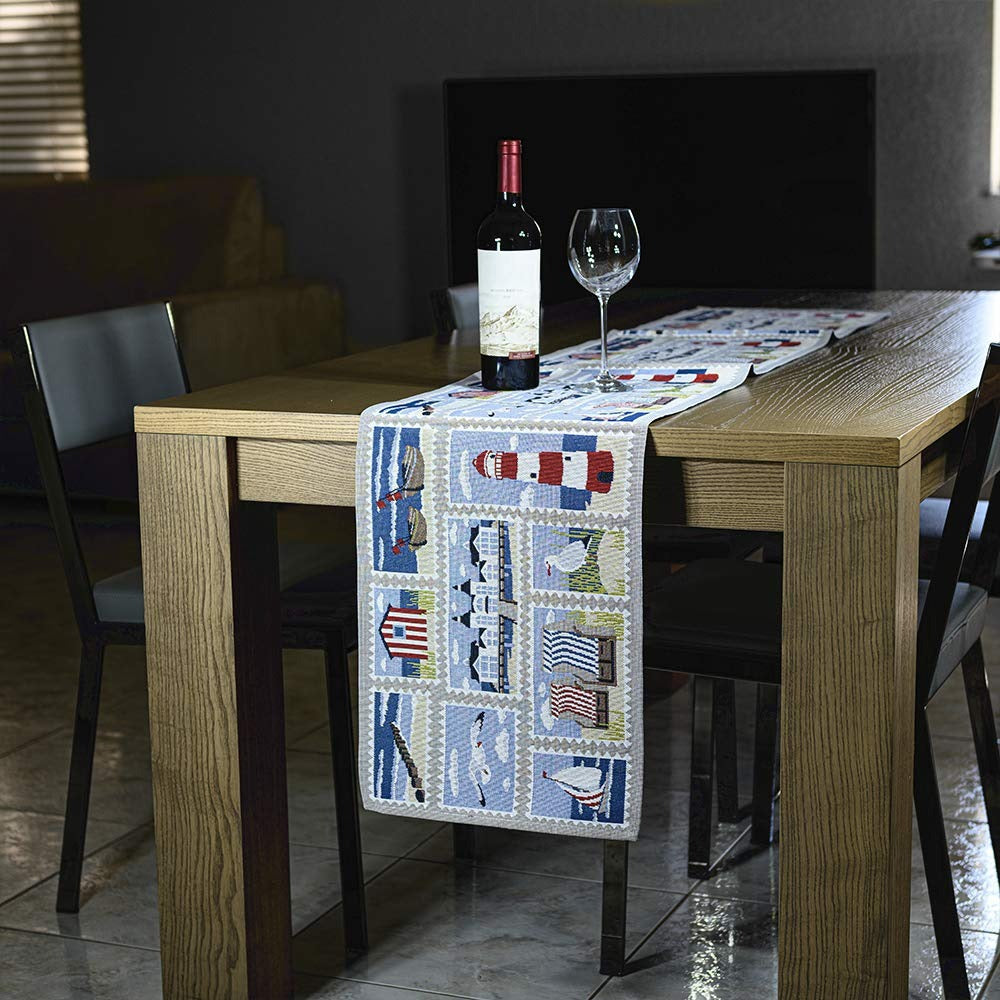 Homvare Christmas Table Full Length Runner for Holiday Dinner, Parties, Home Décor Woven Tapestry 13”x72”