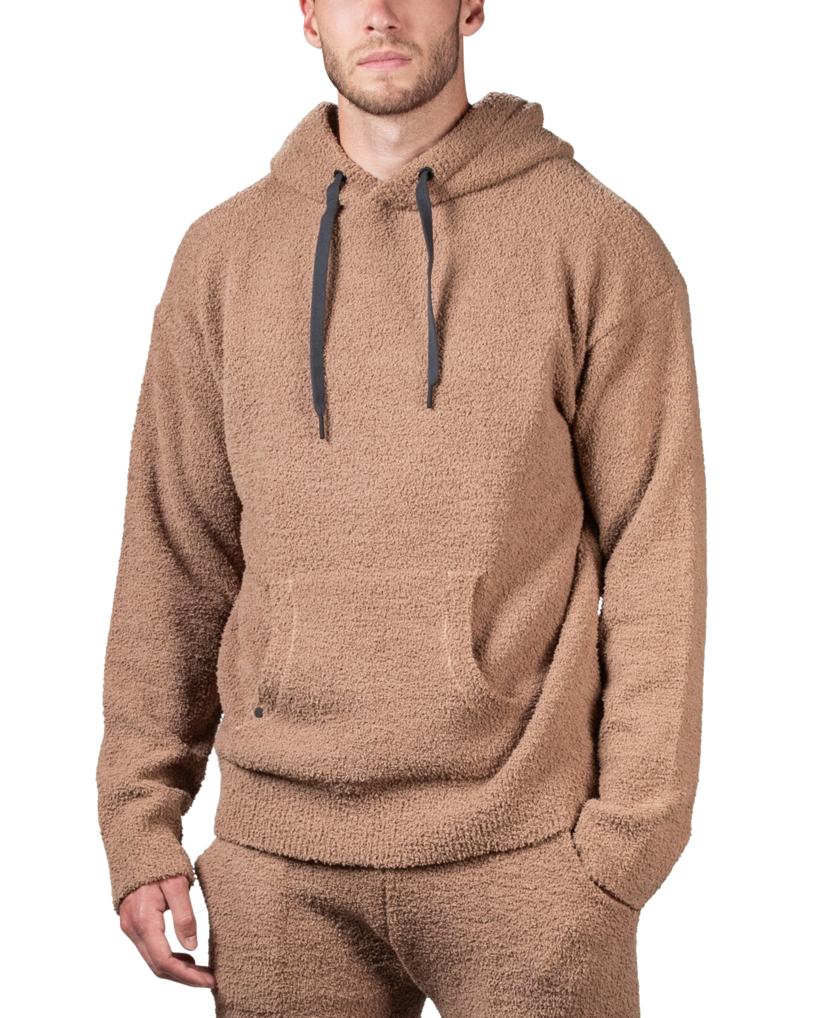 Natori Men's Sherpa Knit Hoodie Brown Size Small