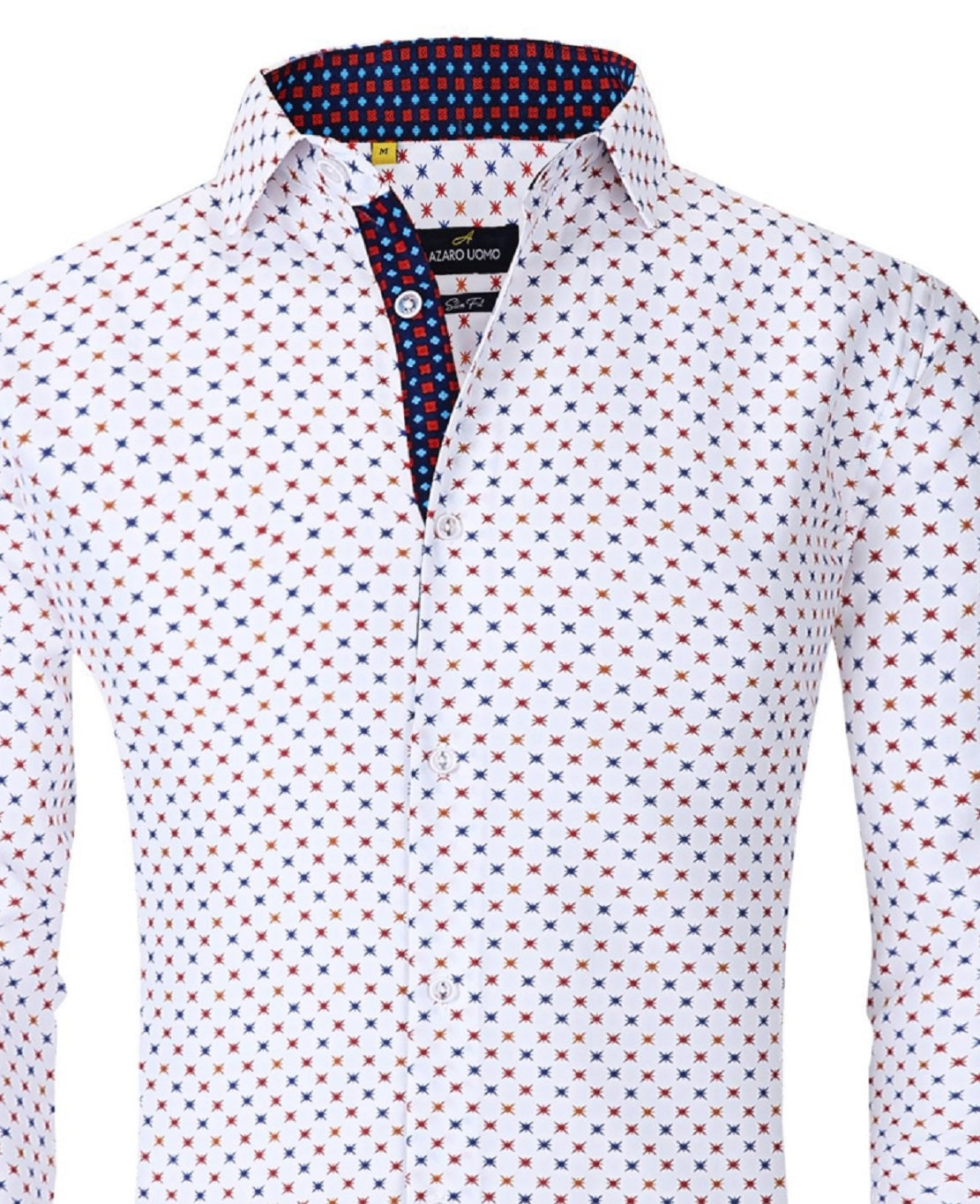 Azaro Uomo Men's Slim Fit Business Nautical Button Down Dress Shirt White Size X-Large