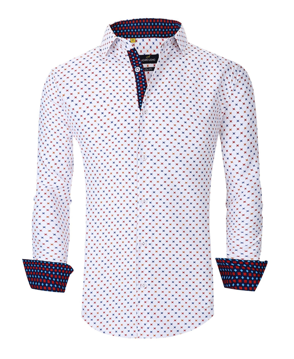 Azaro Uomo Men's Slim Fit Business Nautical Button Down Dress Shirt White Size X-Large