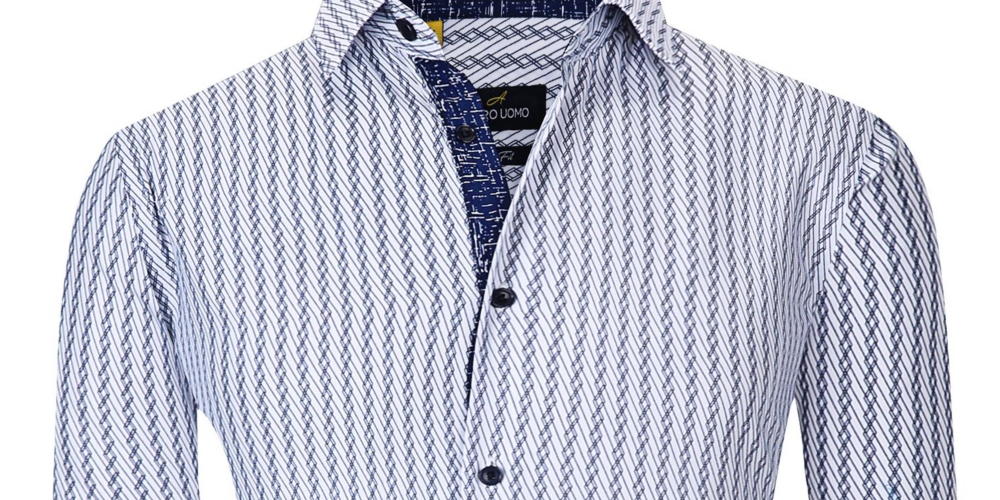 Azaro Uomo Men's Slim Fit Business Nautical Button Down Dress Shirt White Size Medium