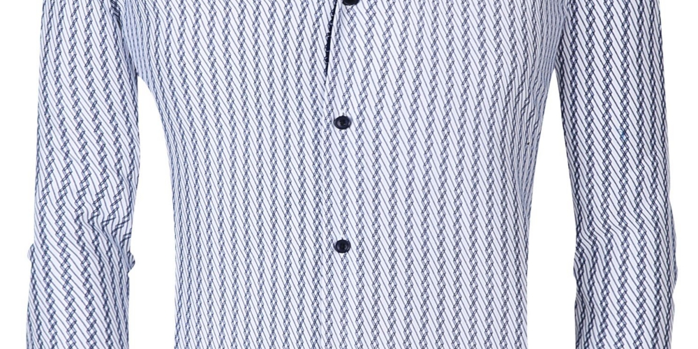 Azaro Uomo Men's Slim Fit Business Nautical Button Down Dress Shirt White Size Medium