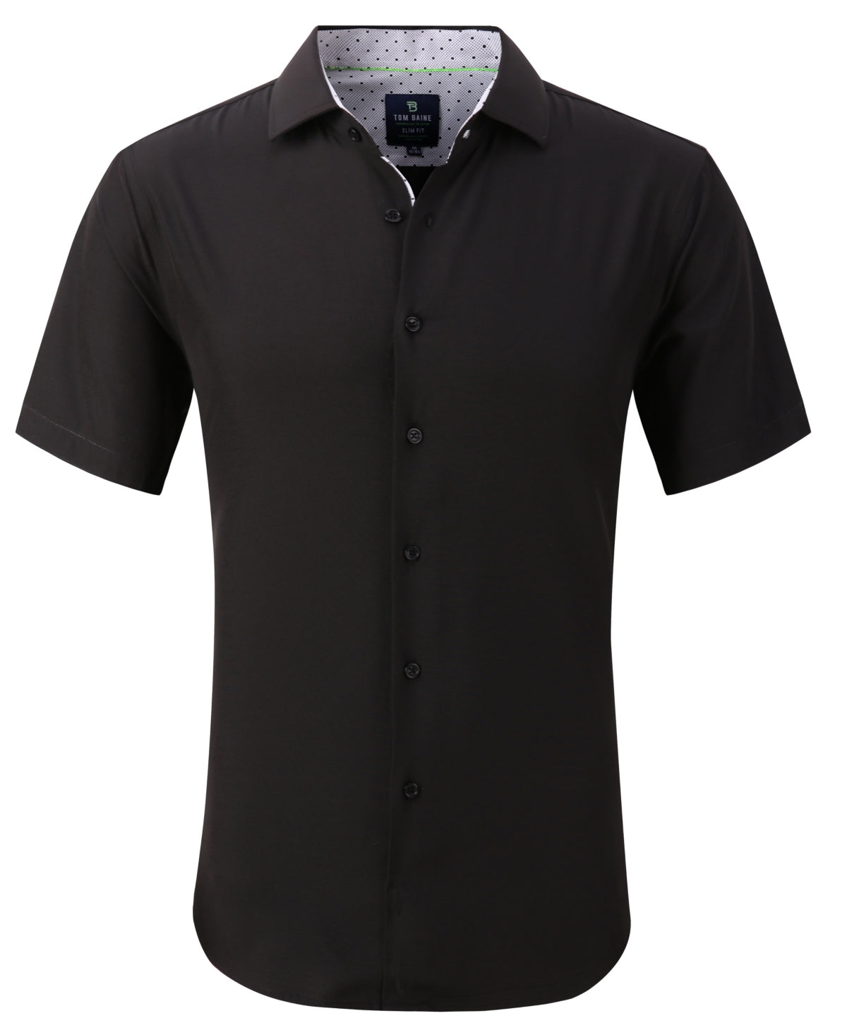 Tom Baine Men's Slim Fit Short Sleeve Button Down Dress Shirt Black Size X-Large