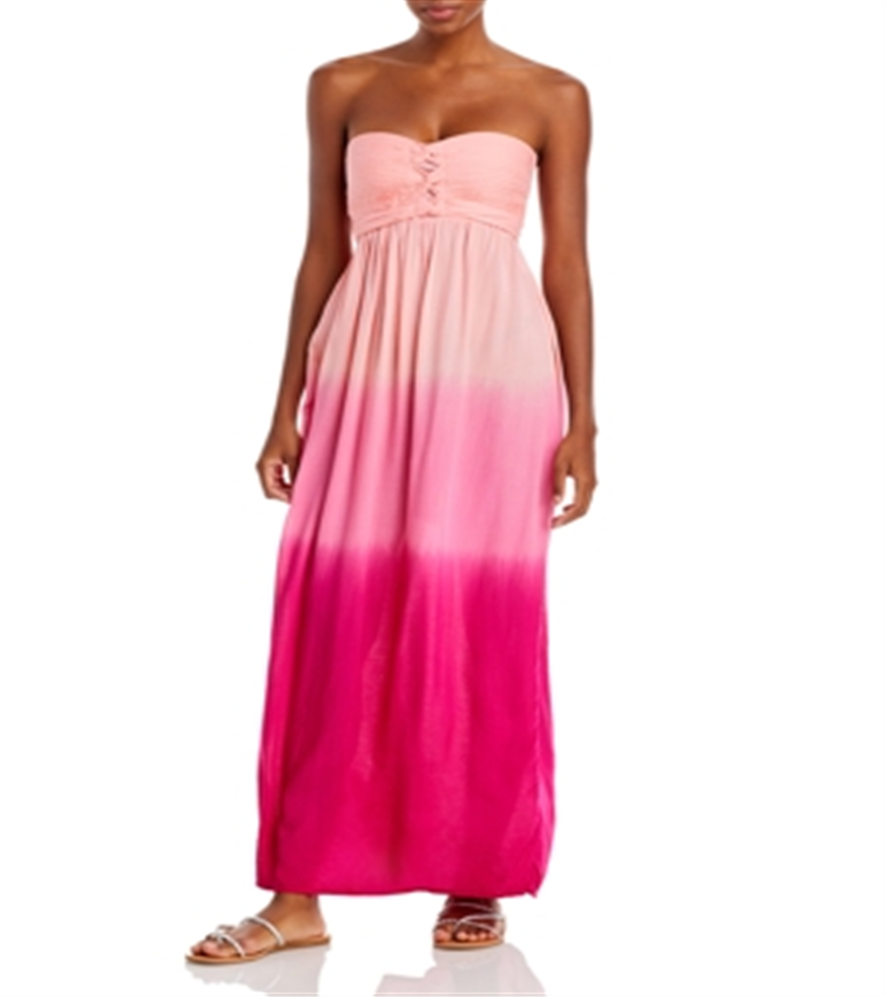 Tiare Hawaii Women's Cover Up Jasmine Ombre Maxi Dress Swim Pink Size Regular