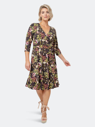 Leota Women's Perfect Faux Wrap Dress Black Size 1X