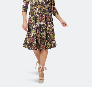 Leota Women's Perfect Faux Wrap Dress Black Size 1X