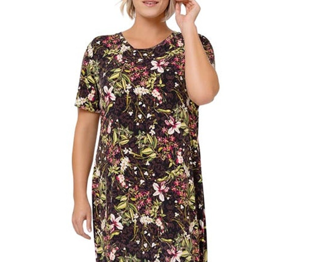 Leota Women's Eva Floral Maxi Dress Brown Size 1X