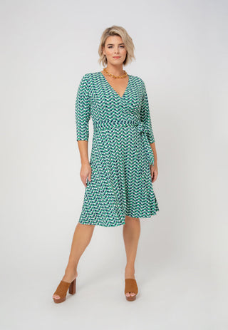 Leota Women's Faux Wrap Dress Green Size 3X
