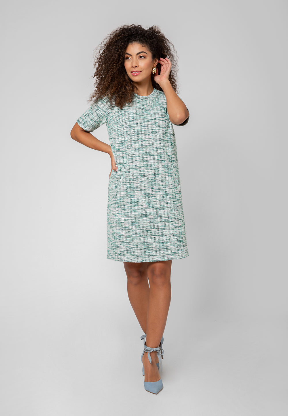 Leota Women's Short Sleeve Maddie Dress in Green Multi Size