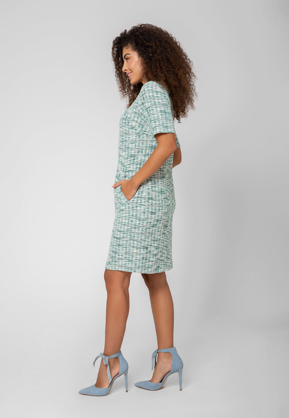 Leota Women's Short Sleeve Maddie Dress in Green Multi Size