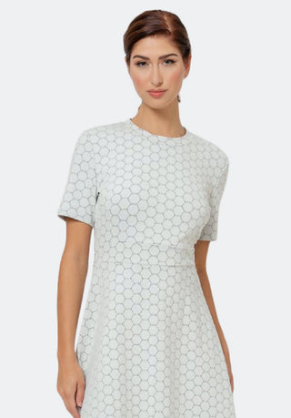 Leota Women's Cameo Luxe Jacquard Mackenzie Dress White