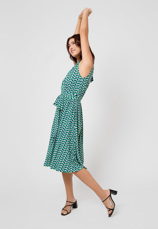 Leota Women's Sleeveless Mindy Dress in Mod Geo Green