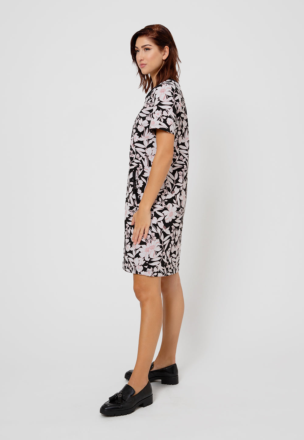 Leota Women's Short Sleeve Maddie Dress in Classic Floral Black