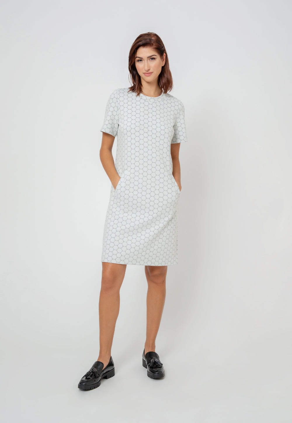 Leota Women's Short Sleeve Maddie Dress in Luxe Ivory