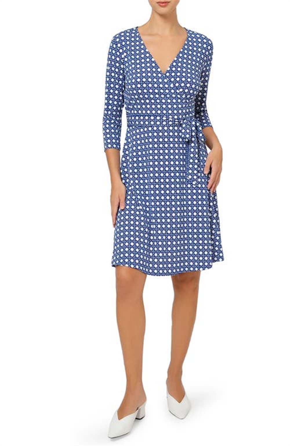 Leota Women's Perfect Long Sleeve Faux Wrap Dress Blue Size X-Small