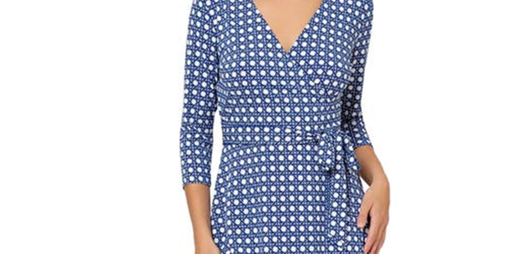 Leota Women's Perfect Long Sleeve Faux Wrap Dress Blue Size X-Small