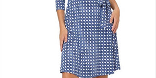 Leota Women's Perfect Long Sleeve Faux Wrap Dress Blue Size X-Small