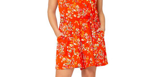 Leota Women's Darcy Floral Jersey Romper Orange