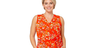 Leota Women's Darcy Floral Jersey Romper Orange