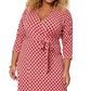Leota Women's Three Quarter Sleeve Wrap Dress Pink Size 3X