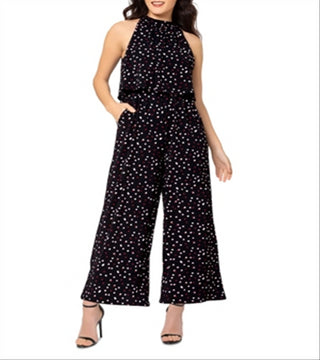 Leota Women's Skyler Printed Halter Jumpsuit Black Size XX-Large