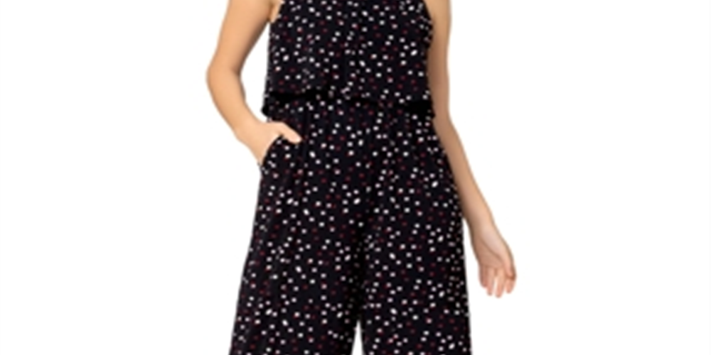 Leota Women's Skyler Printed Halter Jumpsuit Black Size XX-Large