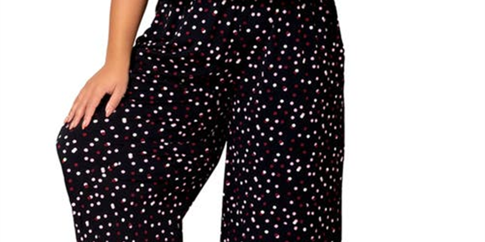 Leota Women's Skyler Polka Dot Halter Neck Jumpsuit Black Size 1X