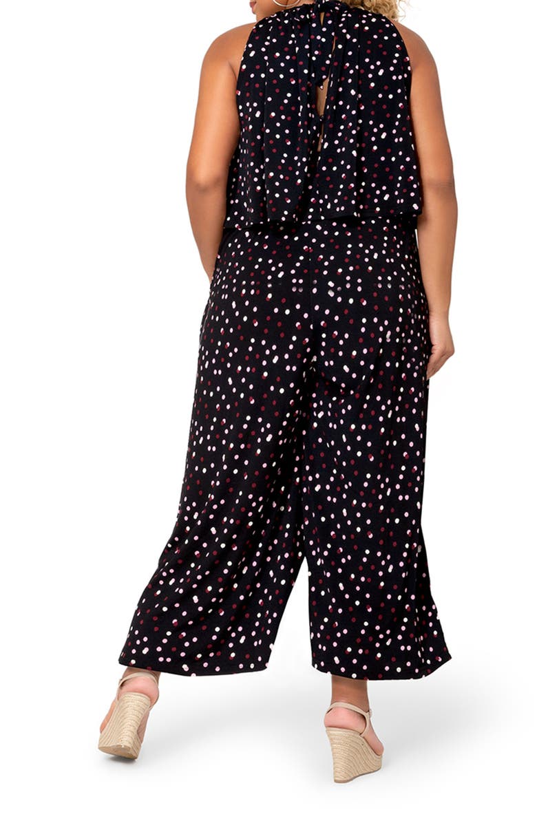 Leota Women's Skyler Polka Dot Halter Neck Jumpsuit Black Size 2X