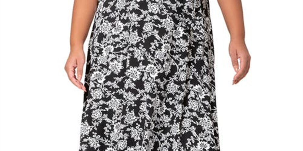 Leota Monique Floral Jersey Faux Wrap Dress in Afbm - Antique Floral Size 1X