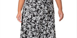 Leota Women's Monique Floral Jersey Faux Wrap Dress White Size 2X